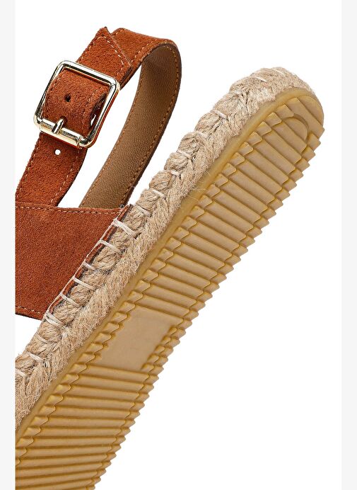 Kadın Turuncu Örgü Detaylı Süet Deri Espadril 25SFD206310 - Görsel 9