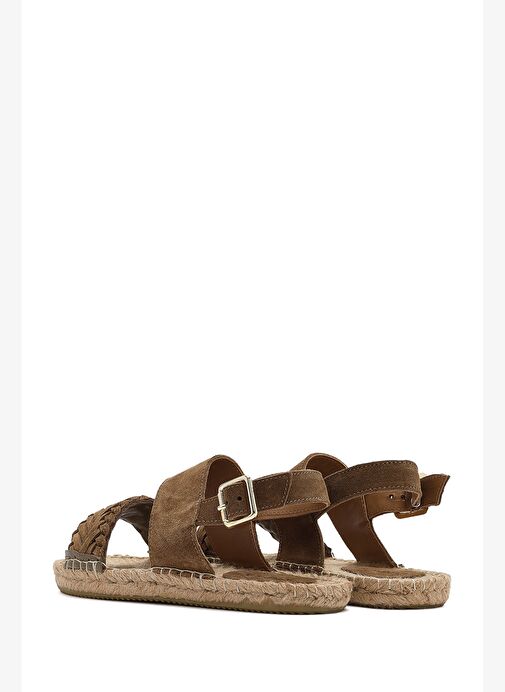 Kadın Vizon Örgü Detaylı Süet Deri Espadril 25SFD206310 - Görsel 6