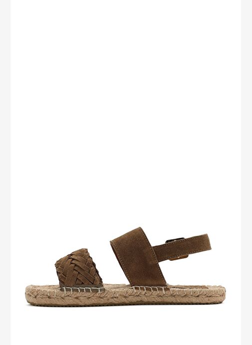 Kadın Vizon Örgü Detaylı Süet Deri Espadril 25SFD206310 - Görsel 4