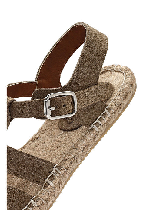 Kadın Vizon Tokalı Süet Deri Espadril Sandalet 25SFD206410 - Görsel 9