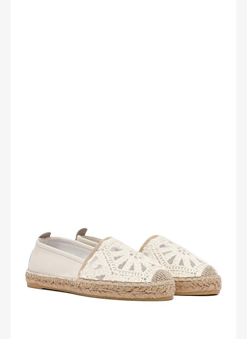 Kadın Krem Desenli Espadril 25SFD206914 - Görsel 4