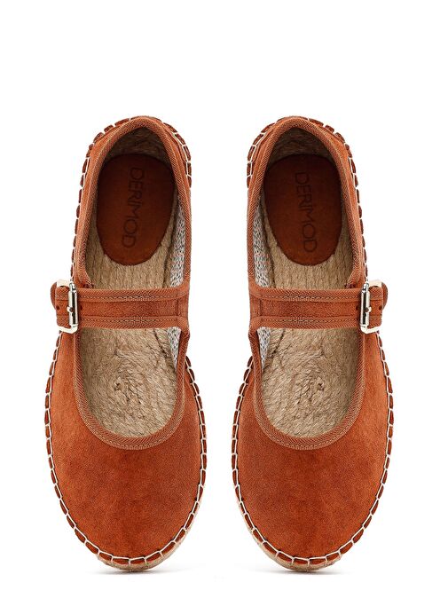 Kadın Turuncu Bantlı Süet Espadril 25SFD206810 - Görsel 8