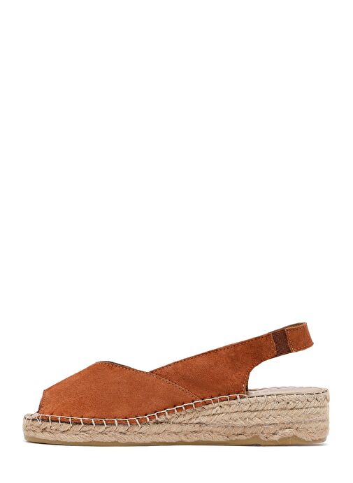 Kadın Turuncu Süet Espadril Sandalet 25SFD206710 - Görsel 3
