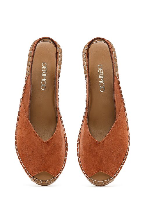Kadın Turuncu Süet Espadril Sandalet 25SFD206710 - Görsel 8