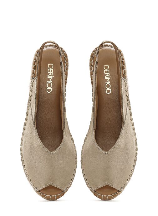 Kadın Bej Süet Espadril Sandalet 25SFD206710 - Görsel 8