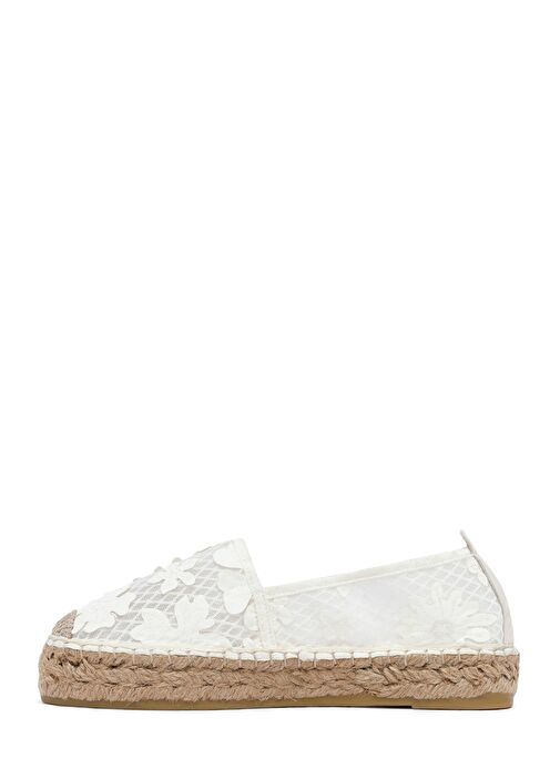Kadın Krem Desenli Espadril 25SFD20726F - Görsel 5