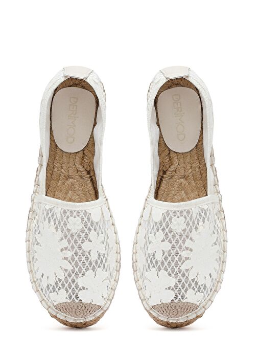 Kadın Krem Desenli Espadril 25SFD20726F - Görsel 9
