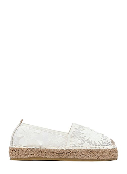 Kadın Krem Desenli Espadril 25SFD20726F - Görsel 2