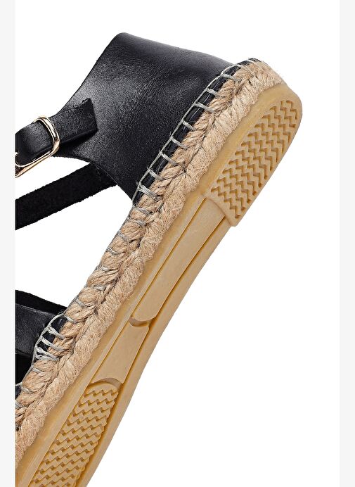 Kadın Siyah Deri Espadril 25SFD206518 - Görsel 9