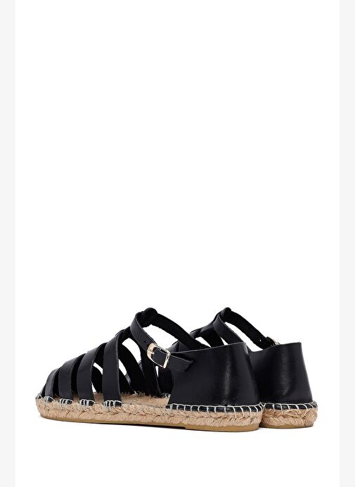 Kadın Siyah Deri Espadril 25SFD206518 - Görsel 6