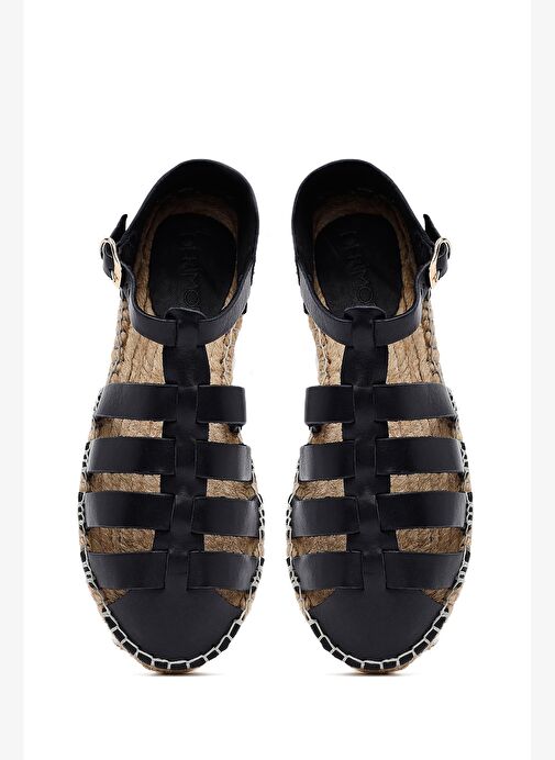 Kadın Siyah Deri Espadril 25SFD206518 - Görsel 8