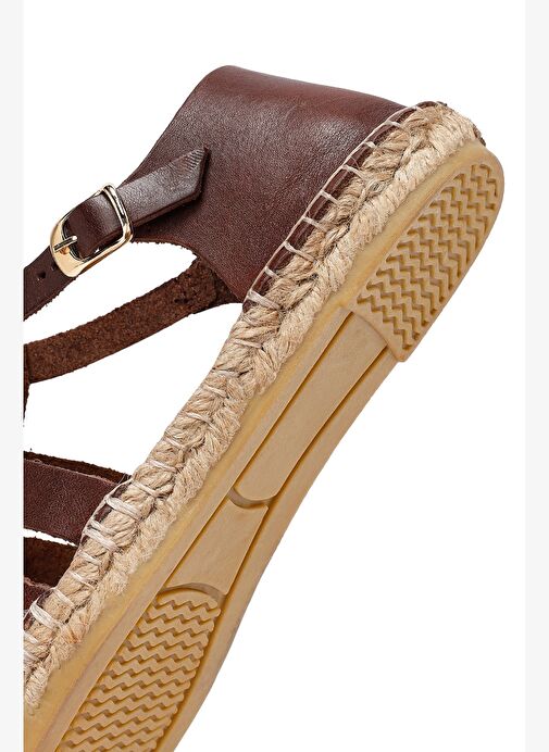 Kadın Kahverengi Deri Espadril 25SFD206518 - Görsel 9