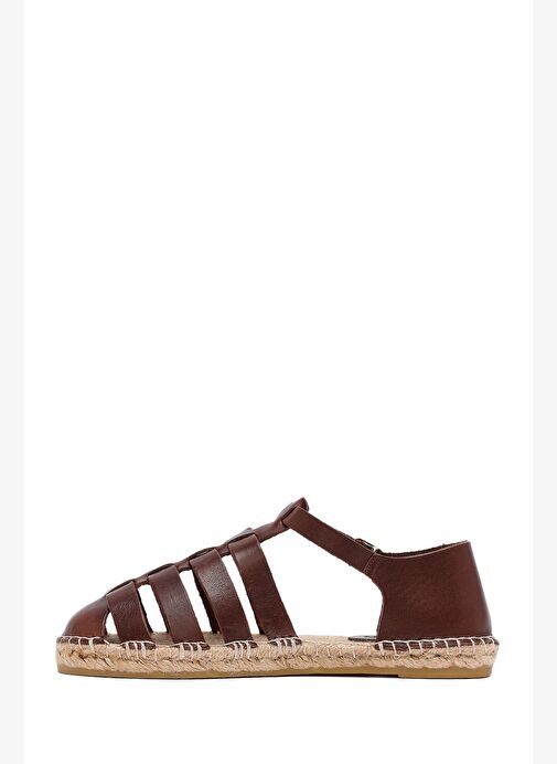 Kadın Kahverengi Deri Espadril 25SFD206518 - Görsel 3