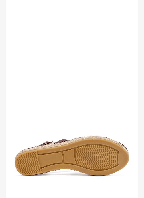 Kadın Kahverengi Deri Espadril 25SFD206518 - Görsel 5