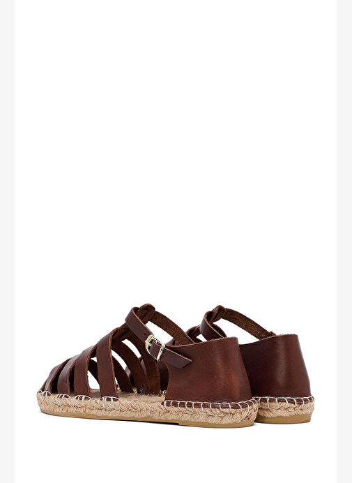 Kadın Kahverengi Deri Espadril 25SFD206518 - Görsel 6