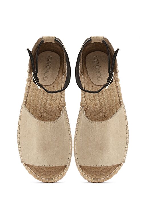 Derimod Derimod Kadın Bej Bilekten Bantlı Süet Espadril 25SFD206610 Casual Ayakkabı | Boyner Bej - 8. görsel