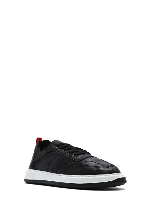 Erkek Siyah Bağcıklı Deri Sneaker 25SFD707018 - Görsel 7