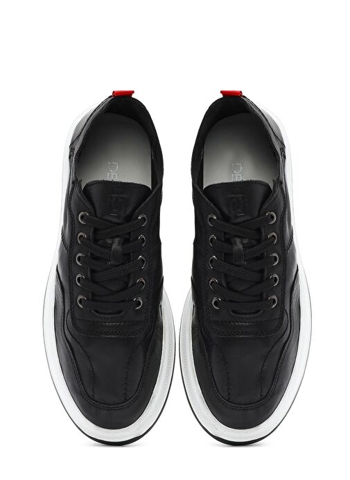 Erkek Siyah Bağcıklı Deri Sneaker 25SFD707018 - Görsel 8