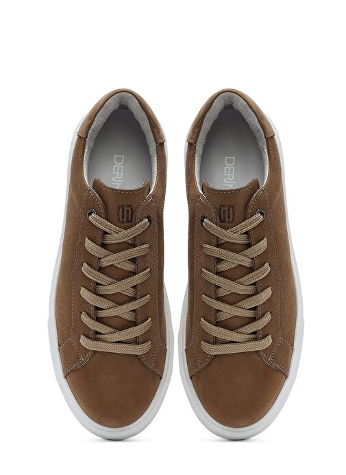 Erkek Vizon Bağcıklı Nubuk Deri Sneaker 25SFD7071V3 - Görsel 8