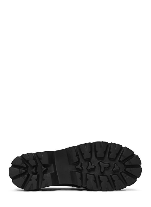Kadın Siyah Kalın Tabanlı Deri Maskülen Loafer 25SFD180318 - Görsel 5
