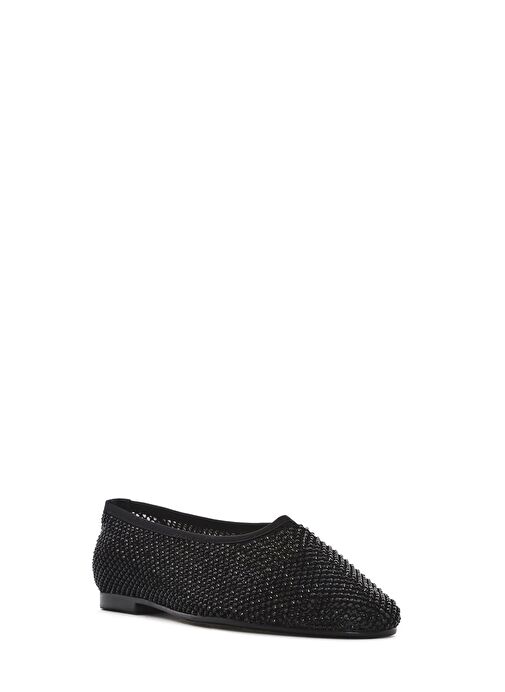 Kadın Siyah Taşlı Deri Babet 25SFD1817TS - Görsel 7