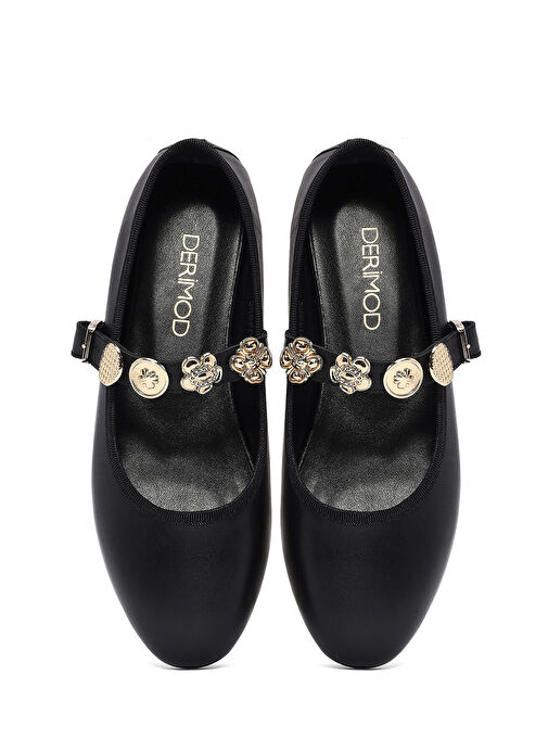 Derimod Siyah Kadın Deri Babet 25SFD181918 - Görsel 7