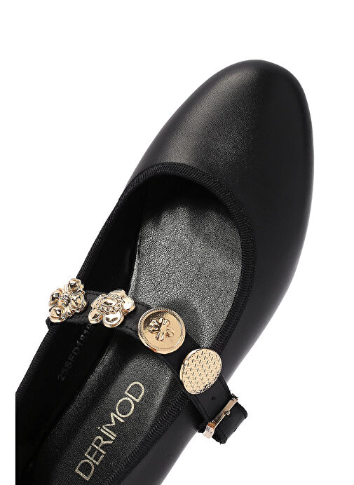 Derimod Siyah Kadın Deri Babet 25SFD181918 - Görsel 9
