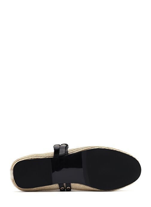 Kadın Bej Çift Tokalı Hasır Deri Babet 25SFD1820M7 - Görsel 5