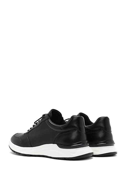 Erkek Siyah Kroko Desenli Bağcıklı Deri Sneaker 25SFD692318 - Görsel 6