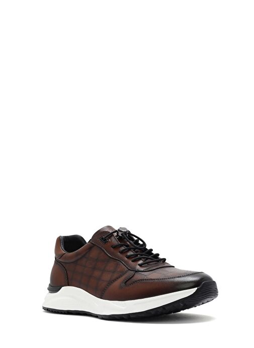 Erkek Kahverengi Kroko Desenli Bağcıklı Deri Sneaker 25SFD692318 - Görsel 7
