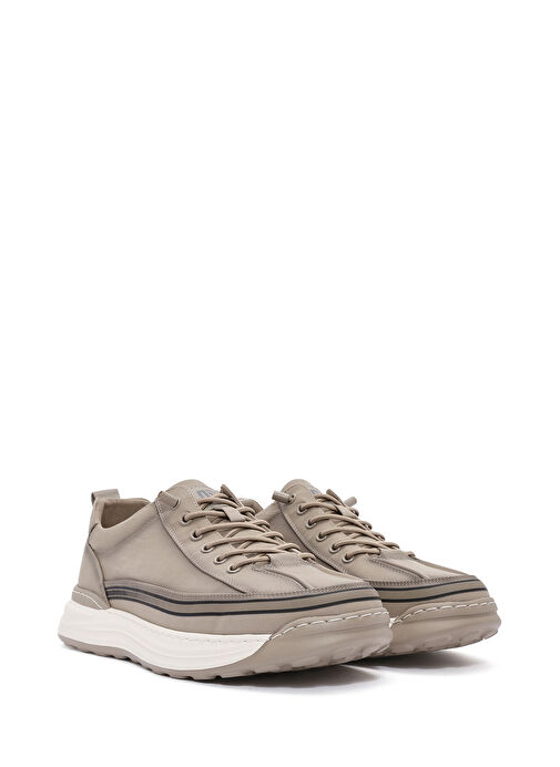 Erkek Bej Bağcıklı Kumaş Sneaker 25SFD69386F - Görsel 4