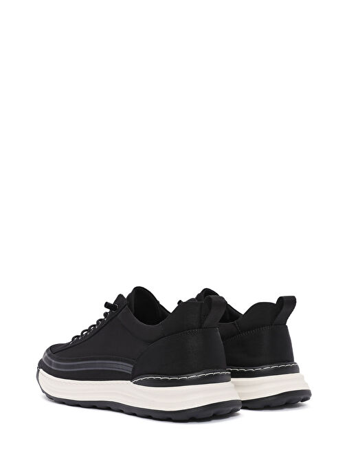 Erkek Siyah Bağcıklı Kumaş Sneaker 25SFD69386F - Görsel 6