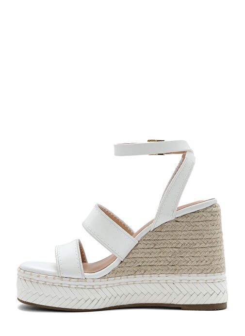 Kadın Beyaz Bilekten Tokalı Dolgu Topuklu Espadril Sandalet 25SFD443218 - Görsel 5