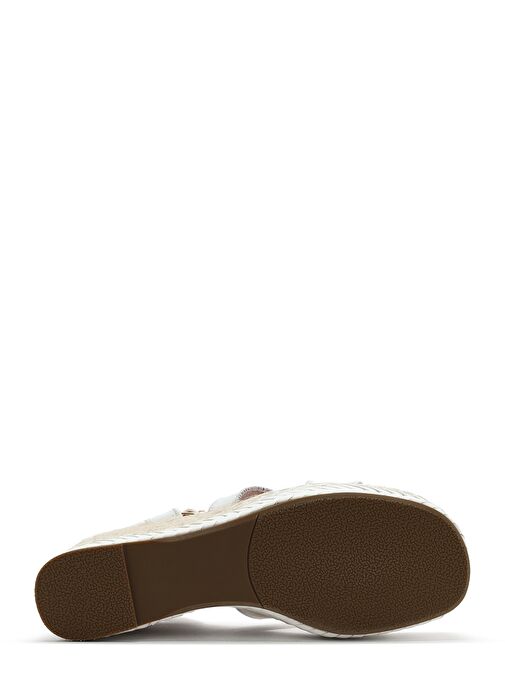 Kadın Beyaz Bilekten Tokalı Dolgu Topuklu Espadril Sandalet 25SFD443218 - Görsel 6