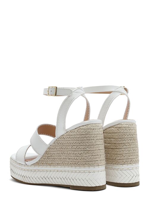 Kadın Beyaz Bilekten Tokalı Dolgu Topuklu Espadril Sandalet 25SFD443218 - Görsel 7