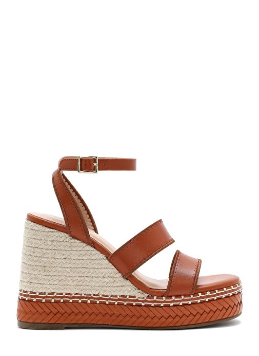 Kadın Taba Bilekten Tokalı Dolgu Topuklu Espadril Sandalet 25SFD443218 - Görsel 2