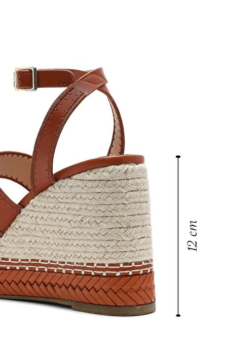 Kadın Taba Bilekten Tokalı Dolgu Topuklu Espadril Sandalet 25SFD443218 - Görsel 3