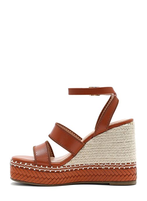 Kadın Taba Bilekten Tokalı Dolgu Topuklu Espadril Sandalet 25SFD443218 - Görsel 5