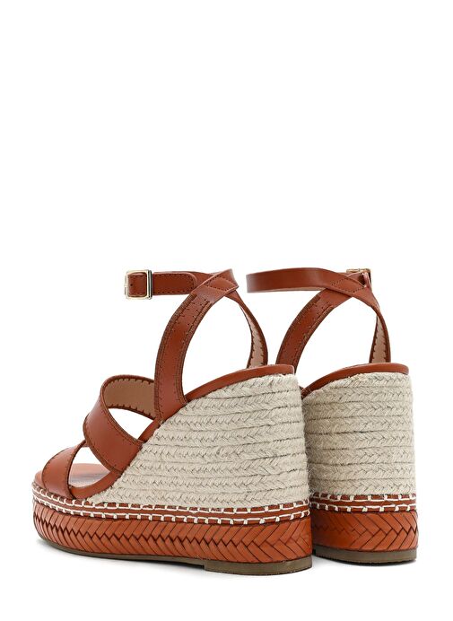 Kadın Taba Bilekten Tokalı Dolgu Topuklu Espadril Sandalet 25SFD443218 - Görsel 7