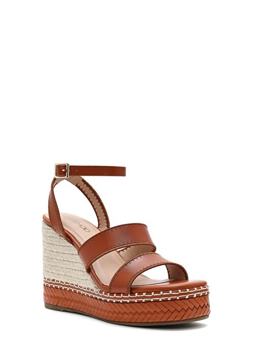 Kadın Taba Bilekten Tokalı Dolgu Topuklu Espadril Sandalet 25SFD443218 - Görsel 8