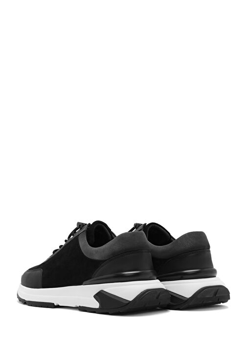 Erkek Siyah Kalın Tabanlı Bağcıklı Süet Deri Sneaker 25SFD694610 - Görsel 6
