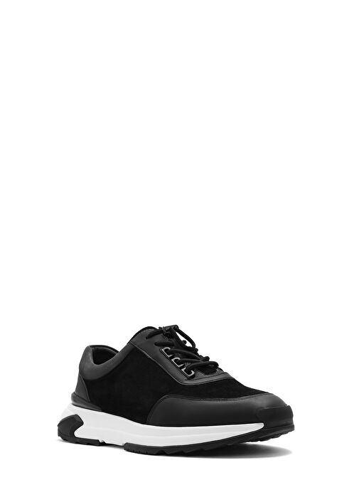 Erkek Siyah Kalın Tabanlı Bağcıklı Süet Deri Sneaker 25SFD694610 - Görsel 7