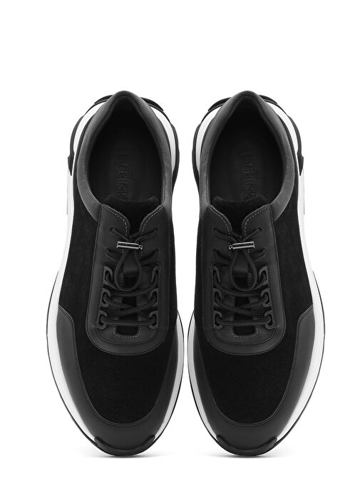 Erkek Siyah Kalın Tabanlı Bağcıklı Süet Deri Sneaker 25SFD694610 - Görsel 8