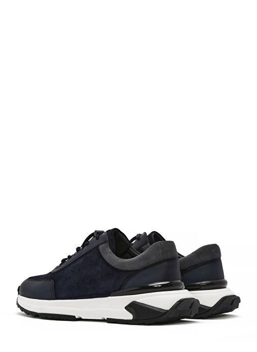 Erkek Lacivert Kalın Tabanlı Bağcıklı Süet Deri Sneaker 25SFD694610 - Görsel 6