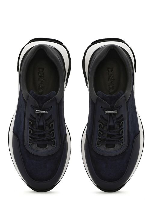 Erkek Lacivert Kalın Tabanlı Bağcıklı Süet Deri Sneaker 25SFD694610 - Görsel 8