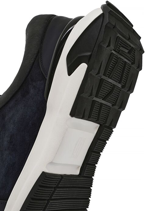 Erkek Lacivert Kalın Tabanlı Bağcıklı Süet Deri Sneaker 25SFD694610 - Görsel 9