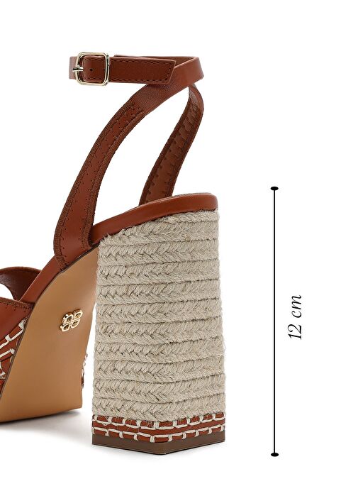 Kadın Taba Bilekten Tokalı Platform Yüksek Kalın Topuklu Sandalet 25SFD443118 - Görsel 3