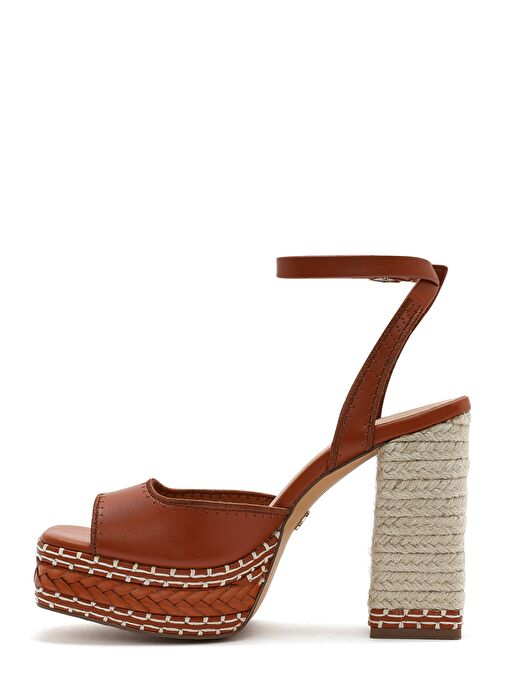 Kadın Taba Bilekten Tokalı Platform Yüksek Kalın Topuklu Sandalet 25SFD443118 - Görsel 5