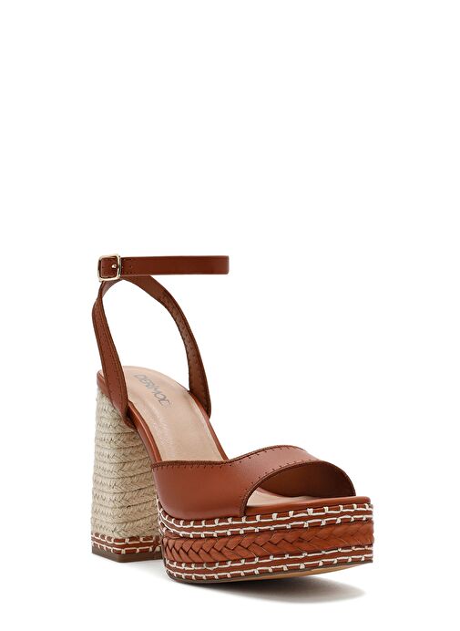 Kadın Taba Bilekten Tokalı Platform Yüksek Kalın Topuklu Sandalet 25SFD443118 - Görsel 8