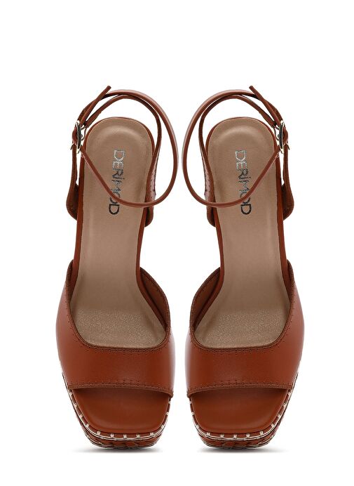 Kadın Taba Bilekten Tokalı Platform Yüksek Kalın Topuklu Sandalet 25SFD443118 - Görsel 9